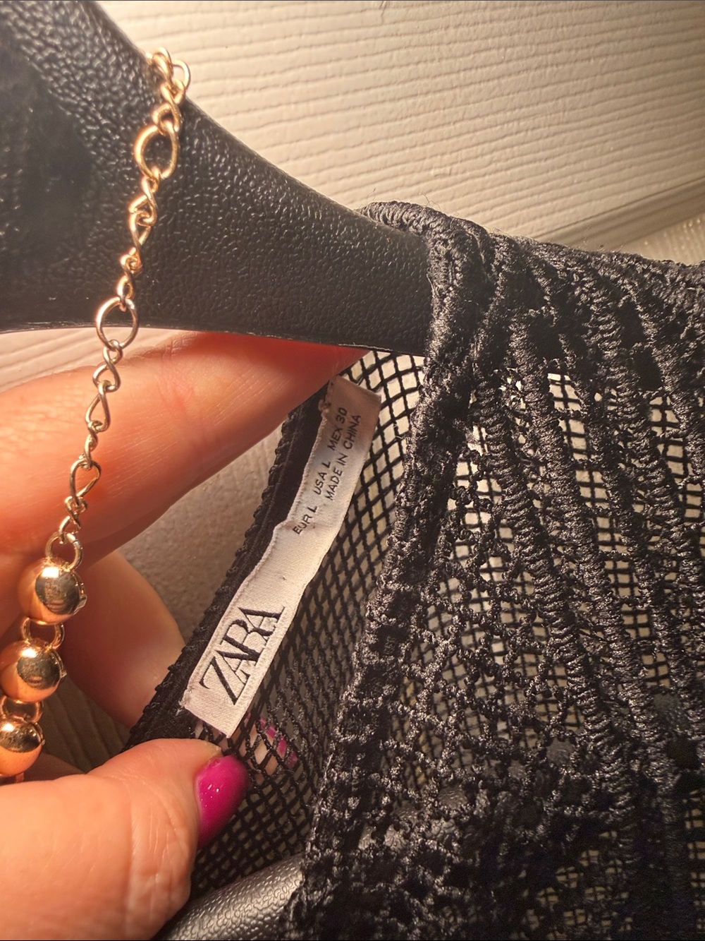 Zara Black Lace Mesh Midi Dress Bodycon Cocktail Party L - Picture 2 of 8
